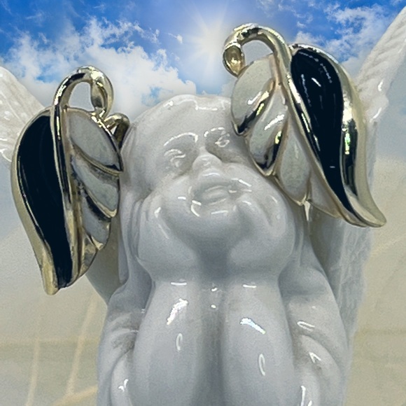 Vintage Coro Parure Set Goldtone Black & Cream Leaf Design Bracelet & Earrings - Picture 2 of 6